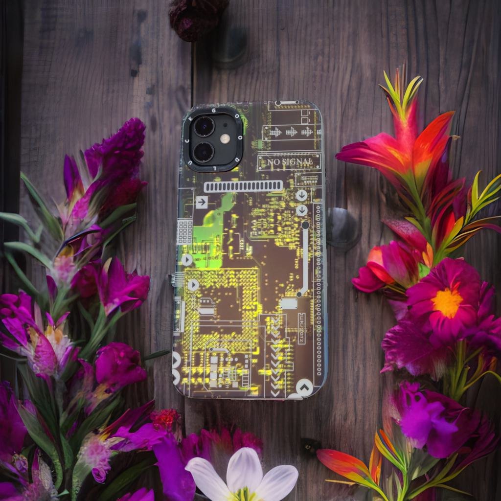 Techno Art AI Future Electric Circuit Retro IMD Chip Digital Mother Board Holographic Cover